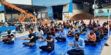 पाटिल-इन्फ्राट्रक्चर-प्राइवेट-लिमिटेड में अंतरराष्ट्रीय-योग दिवस मनाया गया…अधिकारी कर्मचारियों ने किया योगा।