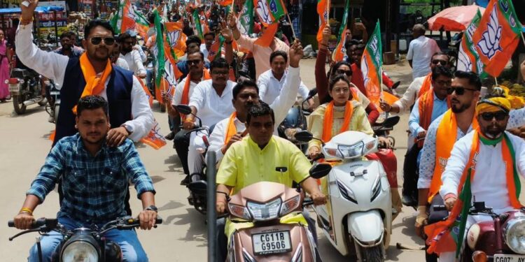 *भाजपाइयो ने विधानसभा सक्ती में निकाला भव्य बाईक रैली