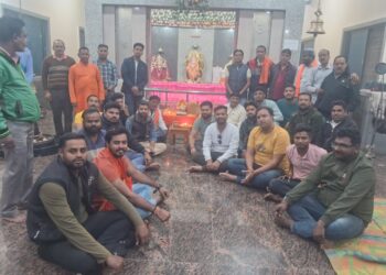 श्री राम धाम अयोध्या से आए हुए अक्षत कलश कोटा नगर के शिव हनुमान मंदिर पहुंची