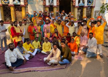 श्री राम मंदिर अयोध्या में पूजित अक्षत कलश का राष्ट्रीय स्वयंसेवक संघ, विश्व हिंदू परिषद बजरंग दल एवं अन्य अनुसांगिक संगठन करगी रोड कोटा के द्वारा भव्य शोभा यात्रा निकाल गया