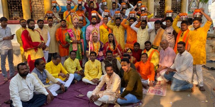 श्री राम मंदिर अयोध्या में पूजित अक्षत कलश का राष्ट्रीय स्वयंसेवक संघ, विश्व हिंदू परिषद बजरंग दल एवं अन्य अनुसांगिक संगठन करगी रोड कोटा के द्वारा भव्य शोभा यात्रा निकाल गया