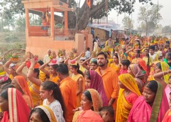 विश्व हिंदू परिषद् कोटा प्रखंड के पीपर तराई खंड में धूमधाम से निकाला गया अक्षत कलश यात्रा