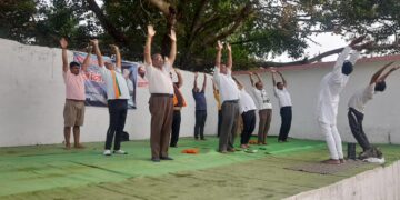 भारतीय जनता पार्टी करगी रोड कोटा द्वारा आयोजित योग शिविर का आयोजन सरस्वती शिशु मंदिर उच्चतर माध्यमिक विद्यालय कोटा प्रांगण में संपन्न हुआ